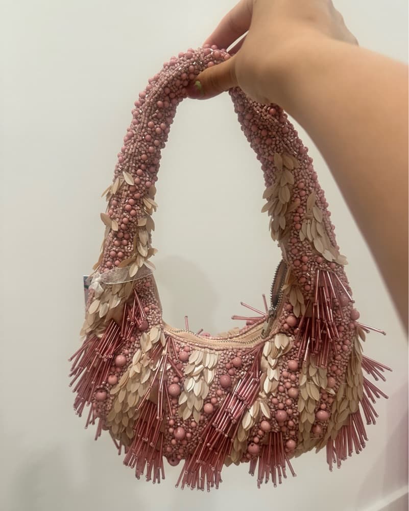 Pink Rosey Beaded Bag - Image 1
