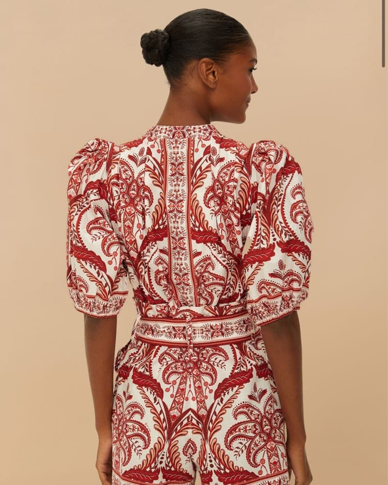 Farm Rio Paisley Puff Sleeve Romper - Image 3