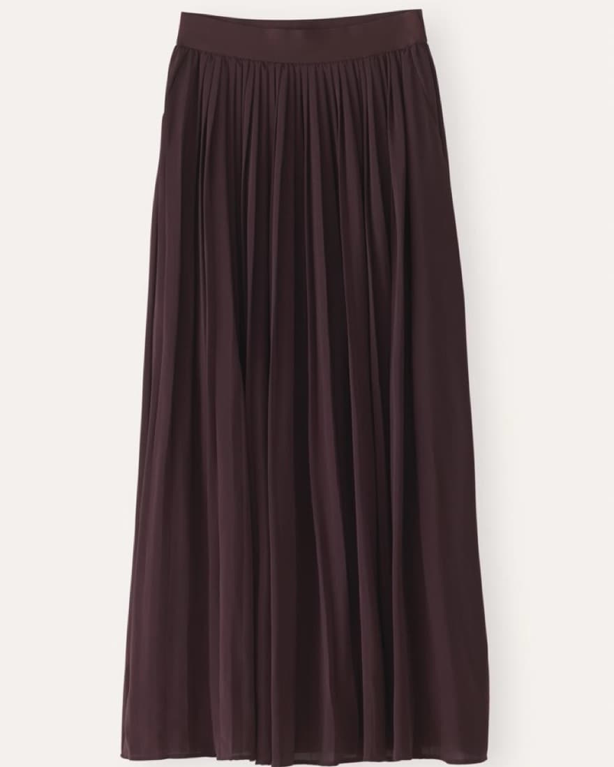Poetry Long Pleated Silk Skirt - Image 2