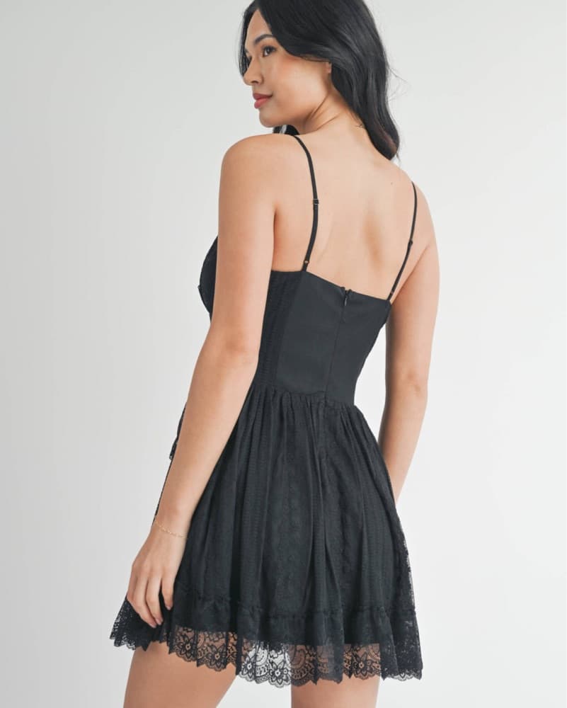 Black Lace Mini Dress - Image 3