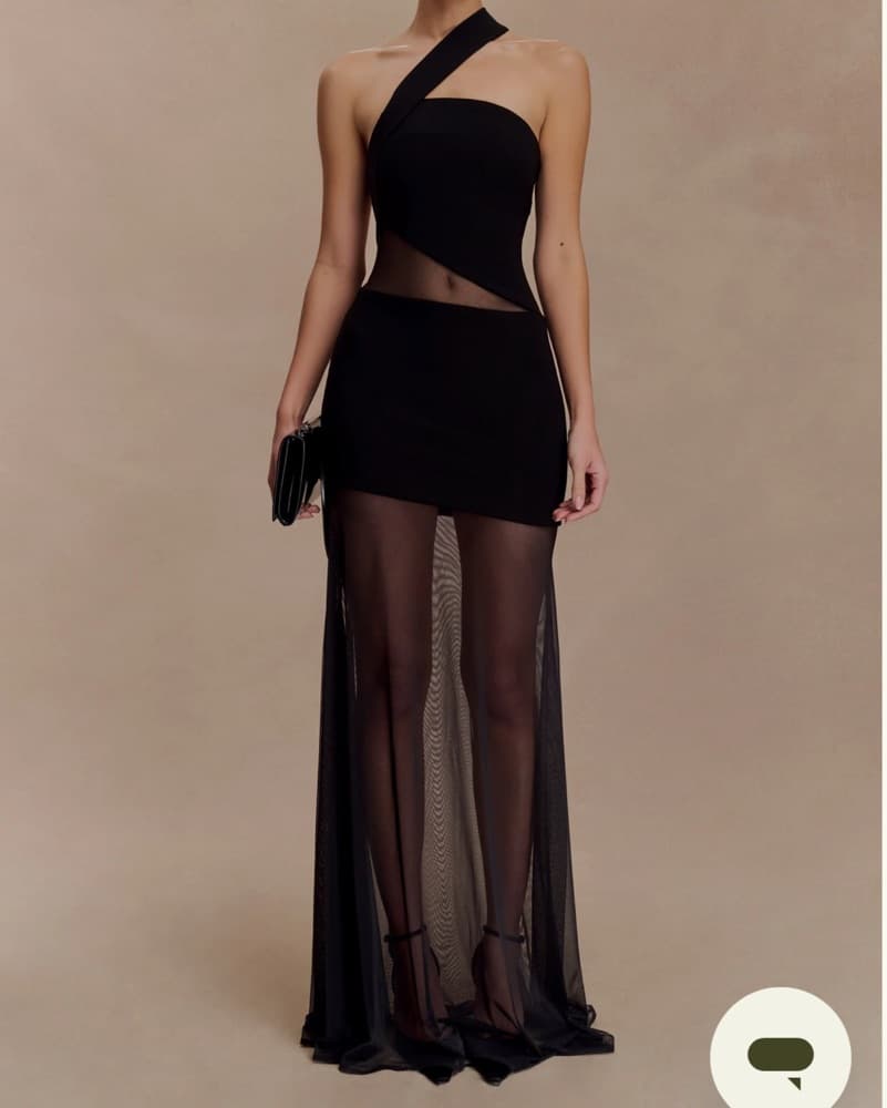 Sleek One-Shoulder Black Dress - Image 2