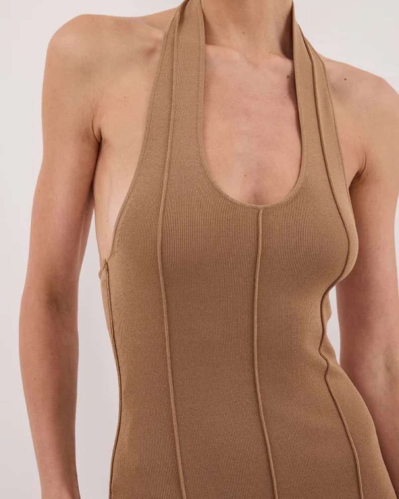 Dissh, Liss Tan Halter Maxi Dress - Image 3