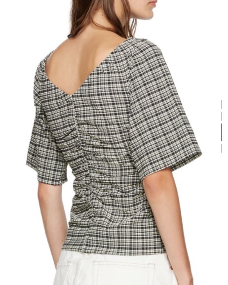 Ganni Black Seersucker Blouse (size 40) - Image 2