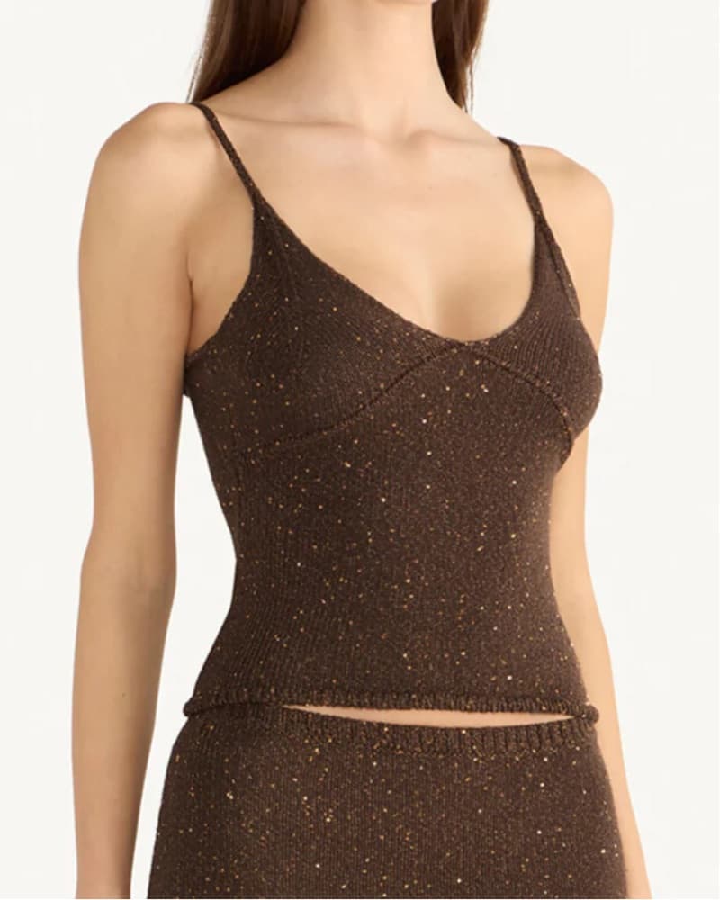 Asta Resort Knit Cami Brown Sequin - xs - Image 1