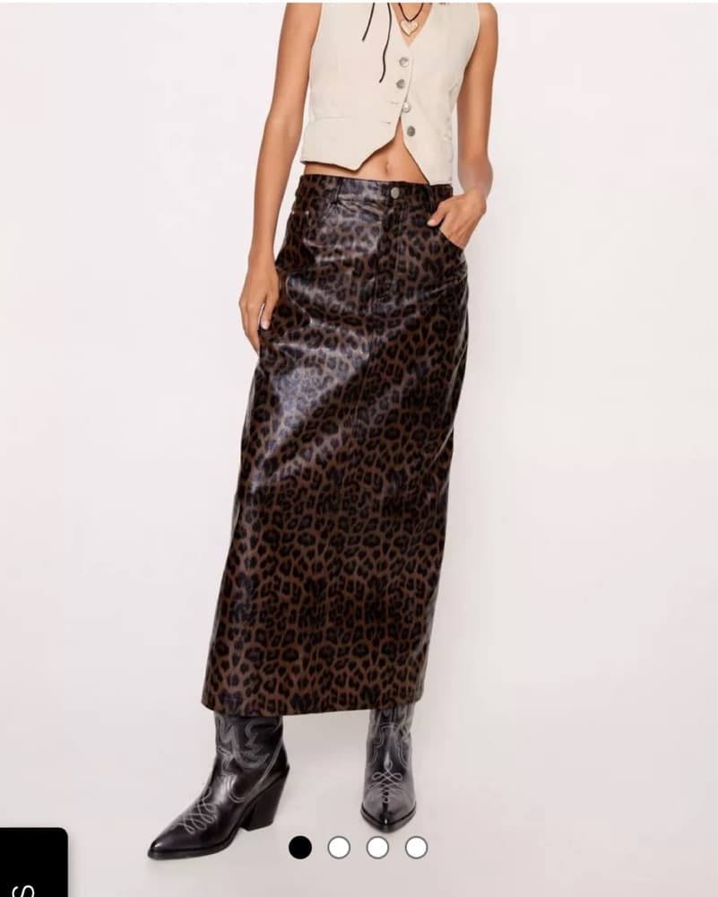 Nasty Gal Leather Leopard Maxi Skirt - Image 1