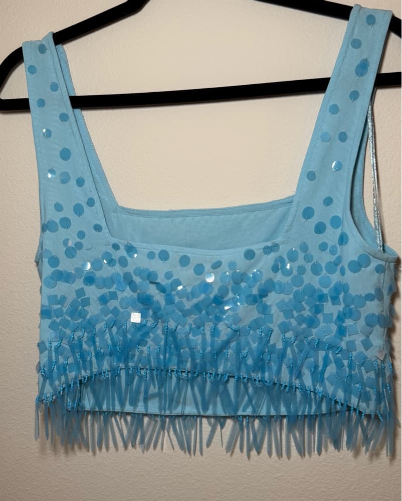 STAUD Blue Sequin Fringe Top - Image 2