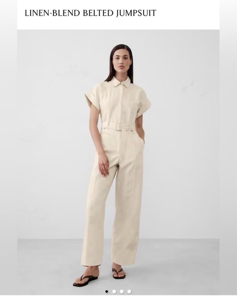 Safari Linen Blend Jumpsuit White Cream - Image 2