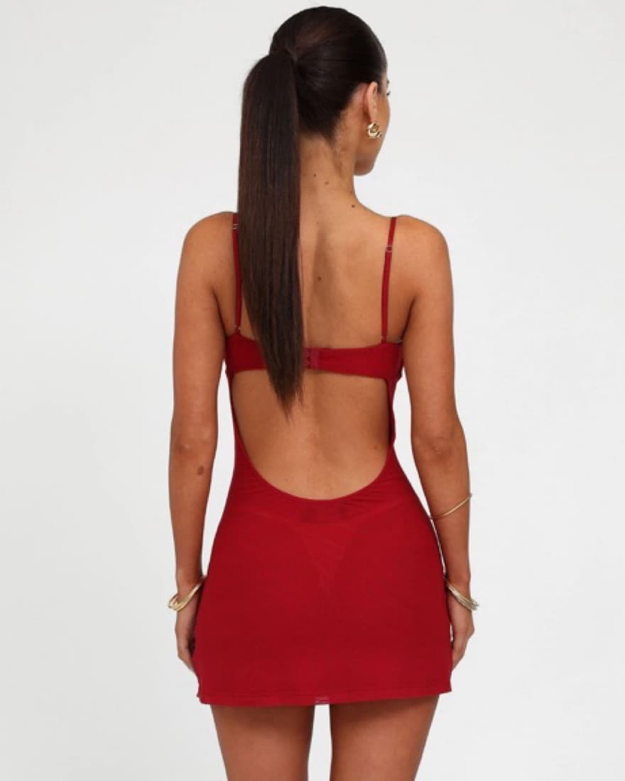 Red Embellished Mini Dress - Image 2
