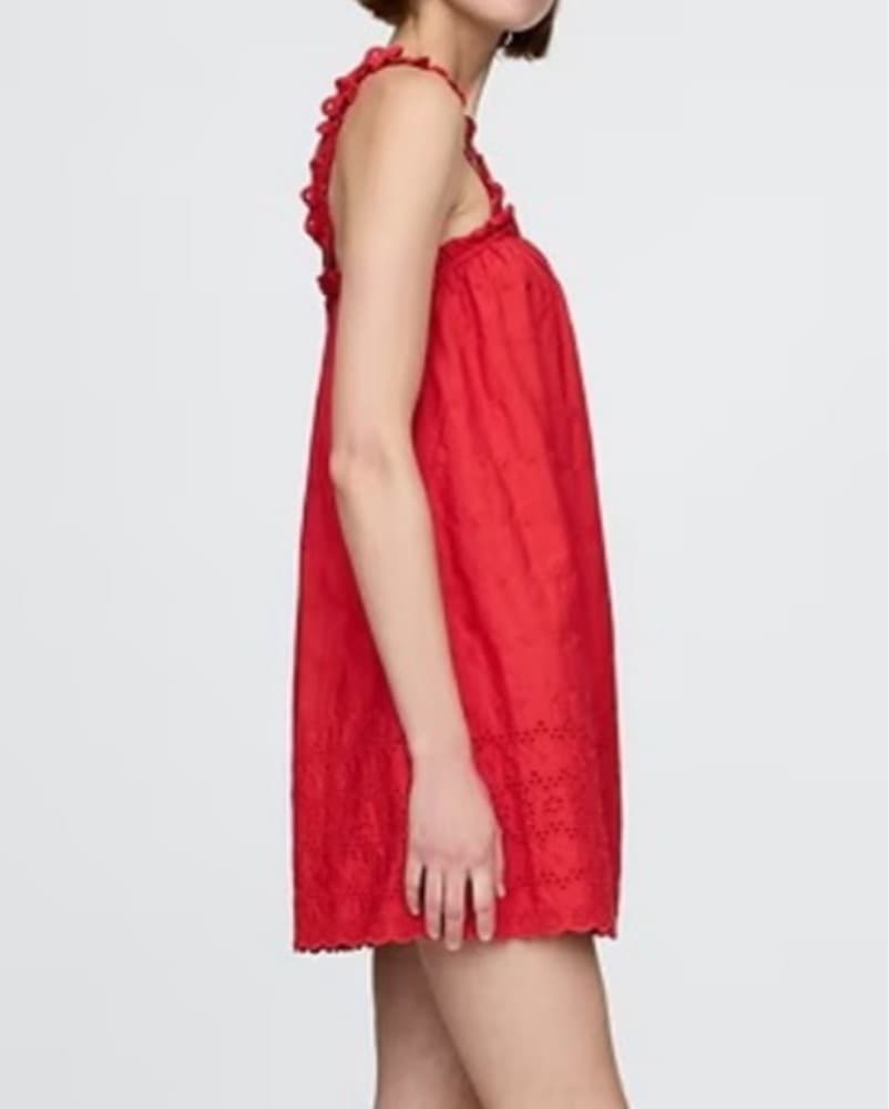 Red Eyelet Shift Dress - Gap x Doen - Image 4