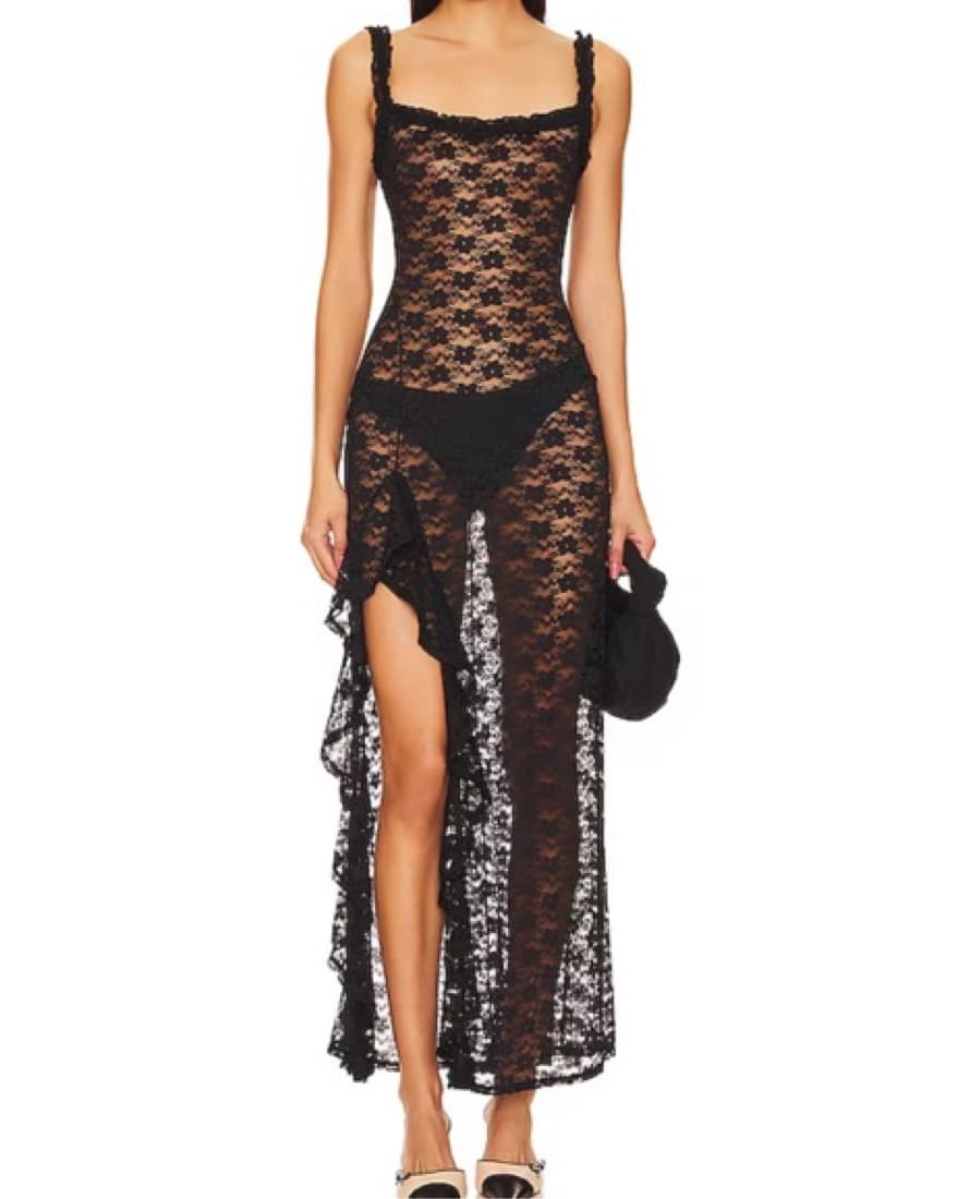 Sheer Black Lace Maxi Dress Revolve - Image 1