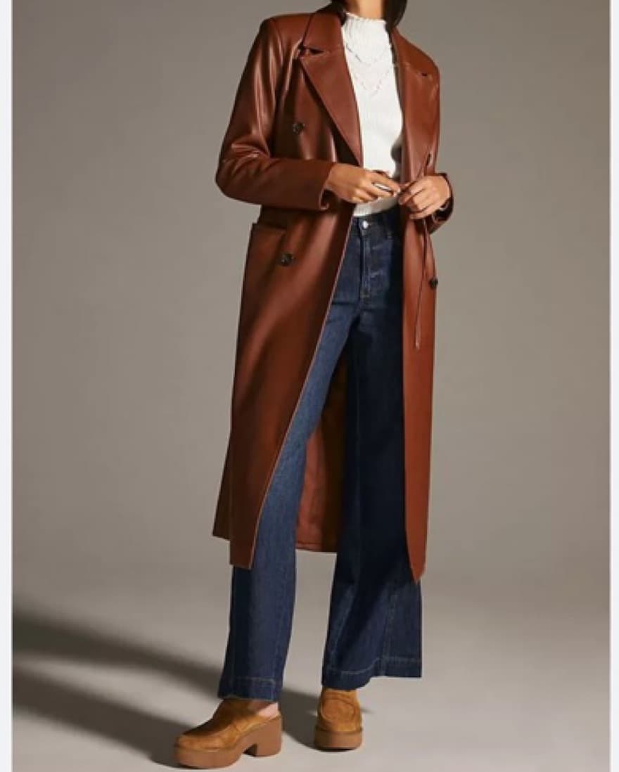 Avec Les Filles Brown Leather Trench - Image 2