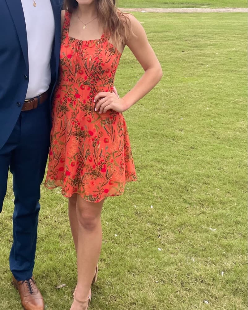 Gianni Bini Orange Floral Mini Dress - Image 1