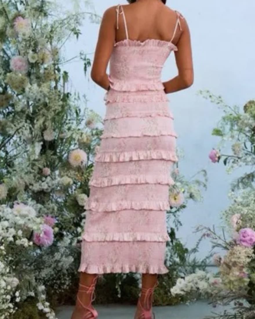 Light Pink V Chapman Lily Floral Midi - Image 4