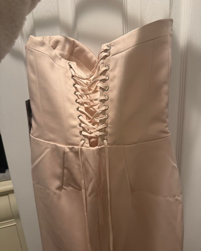 House Of CB Valeria Blush Satin Dress  - Image 5