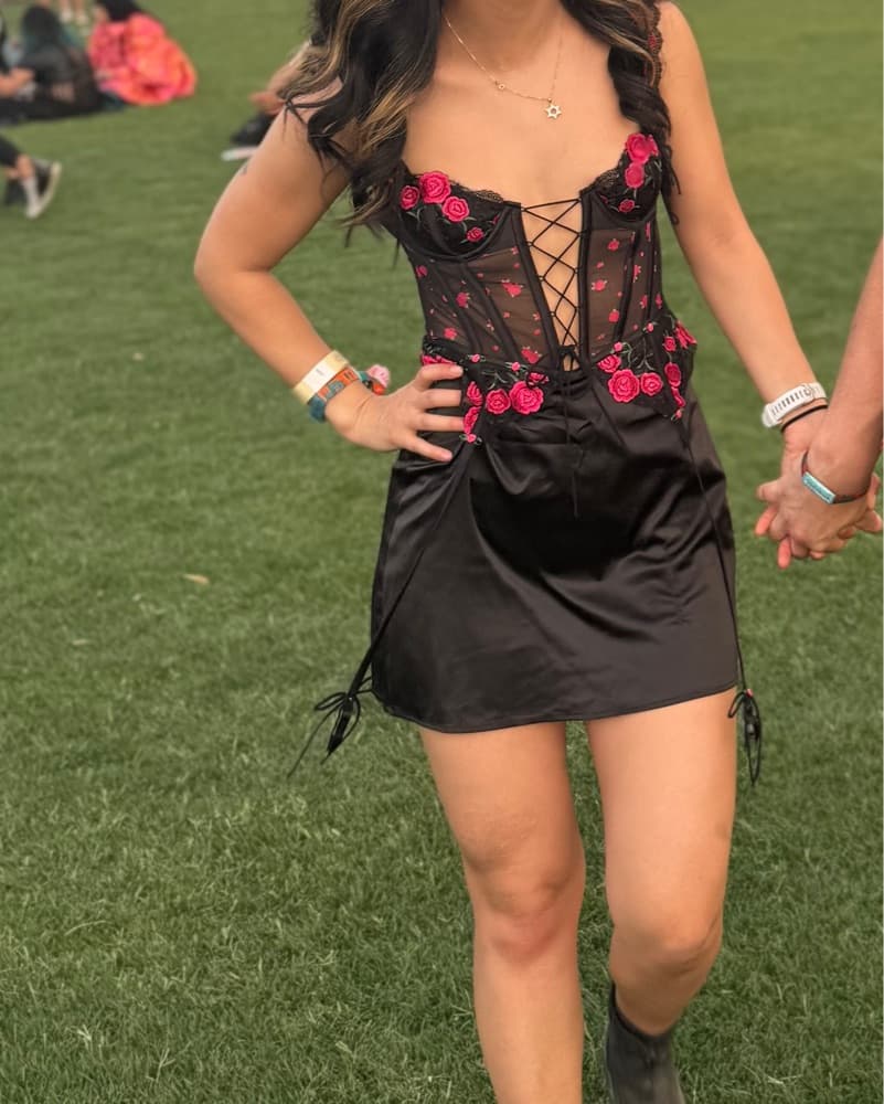 For love & Lemons Rose & Black Dress - Image 3