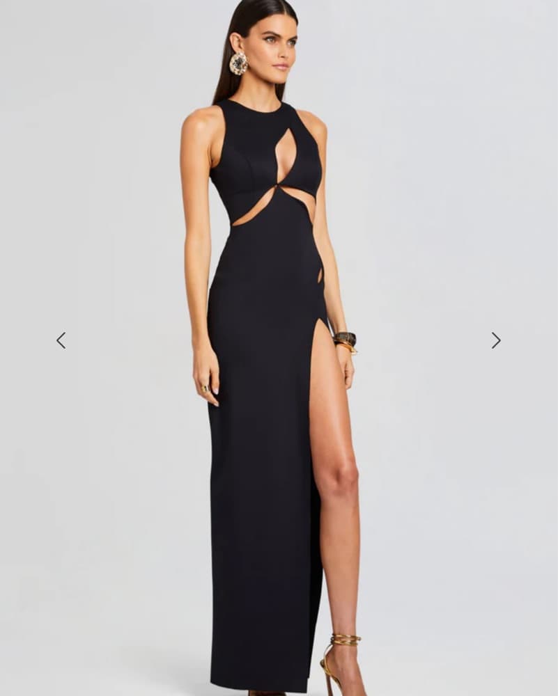 Black Stretch Cutout Maxi Dress - Image 3