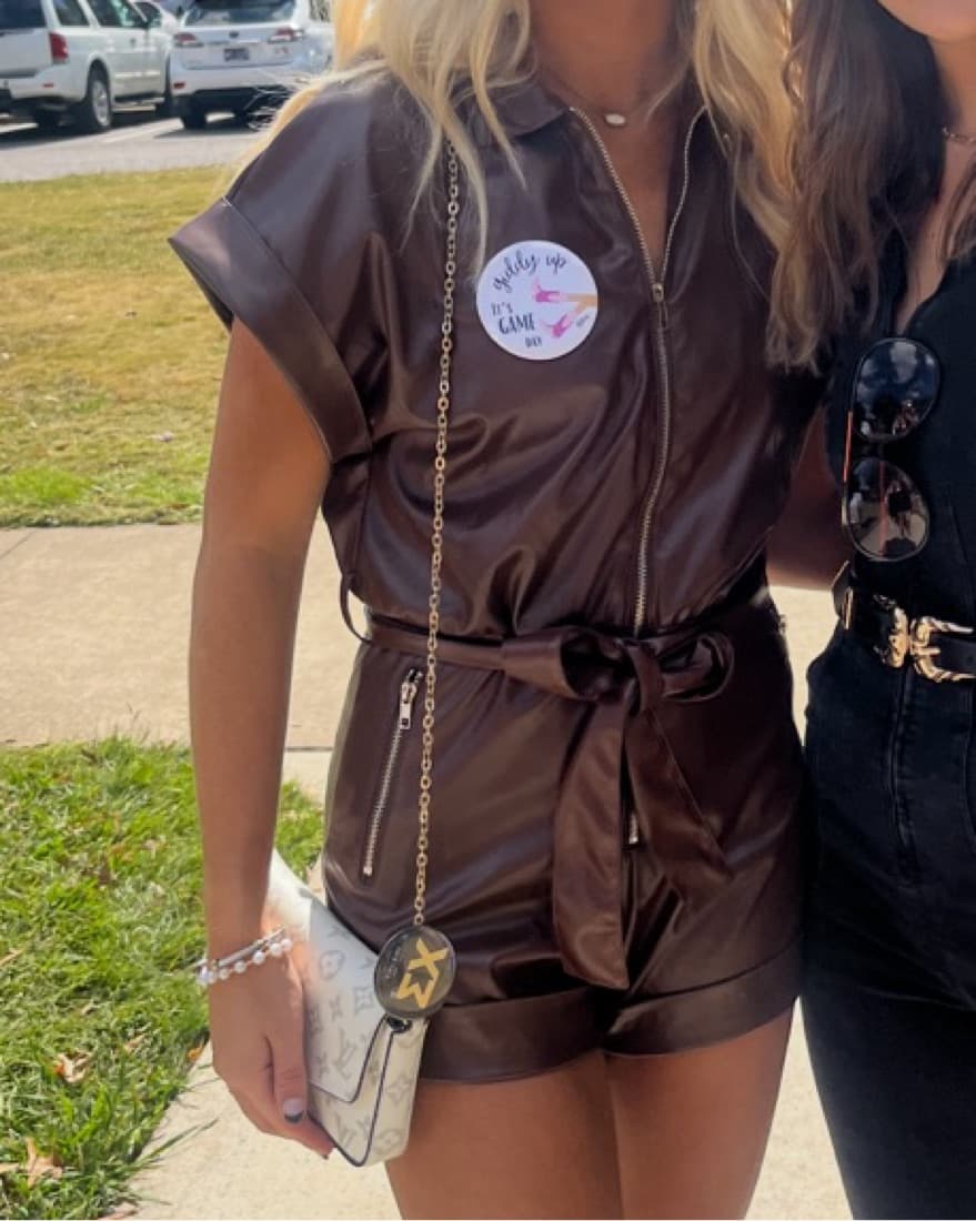 Pants Store Brown Leather Romper - Image 1