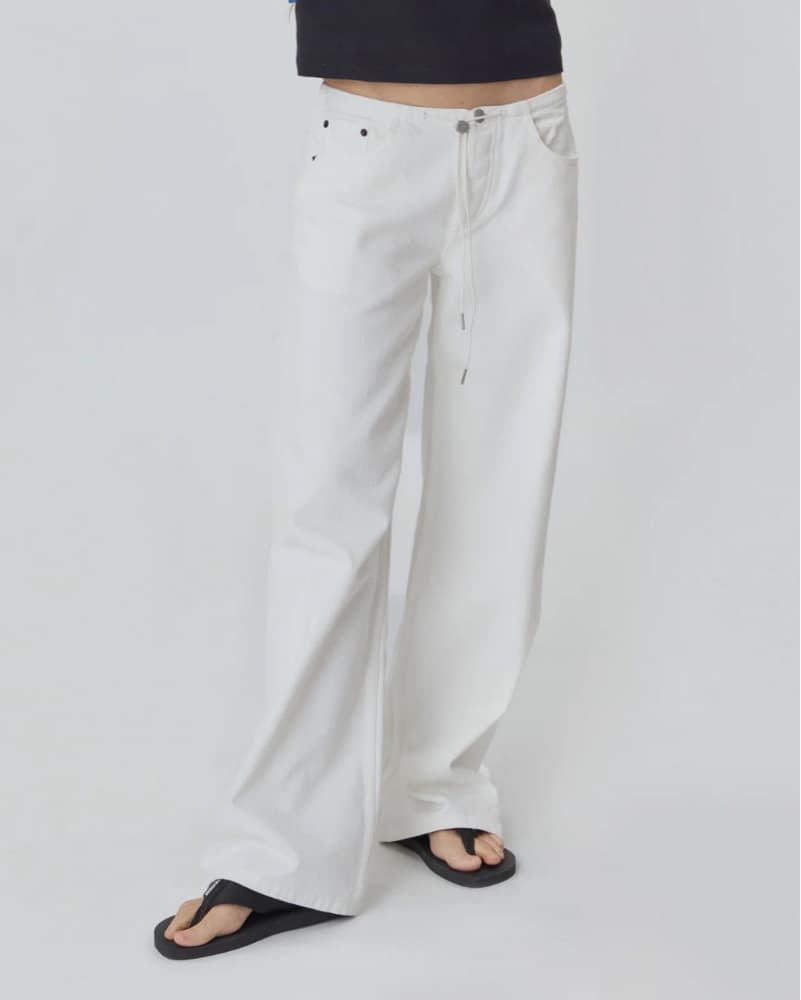 Still Here Cool Jean (26) in White Milk Jeans Drawstring - Image 1