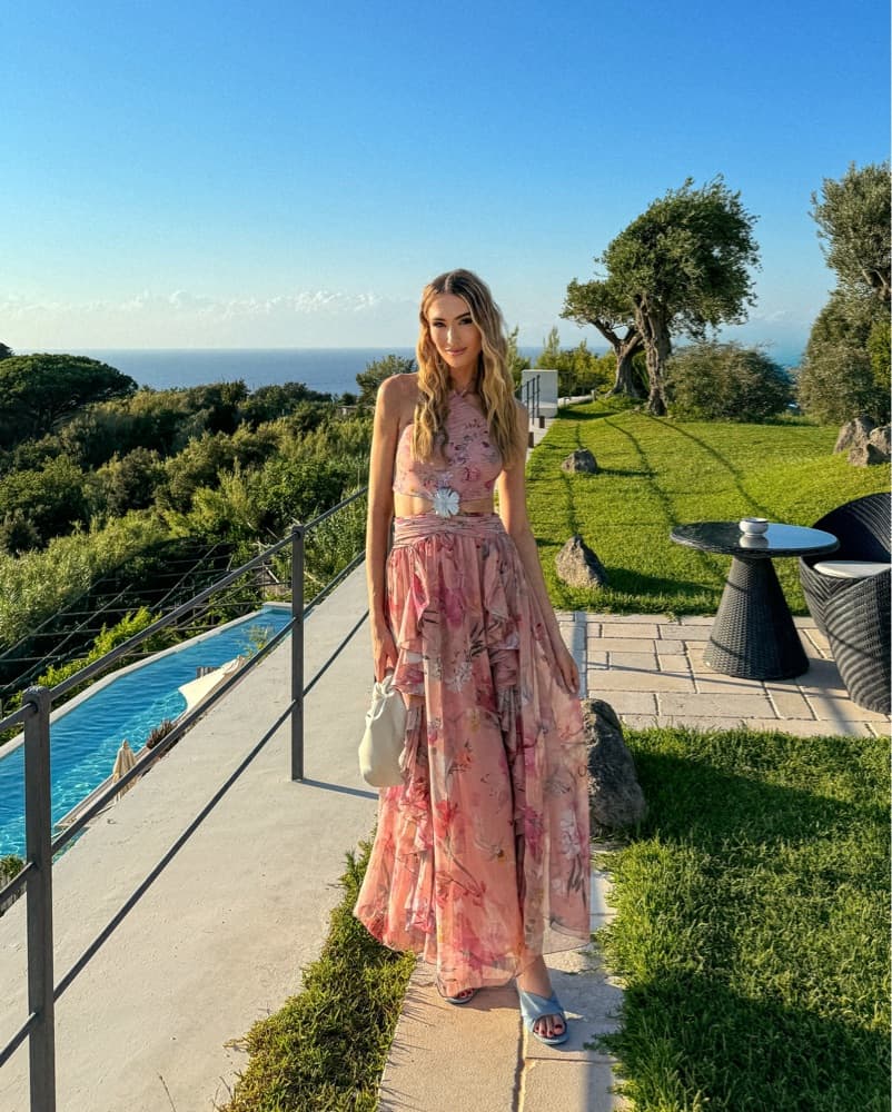 PatBO Lily Flower Maxi Dress | Sunset Outfits, Italy dress, pink floral dress, PatBO dress - Image 3