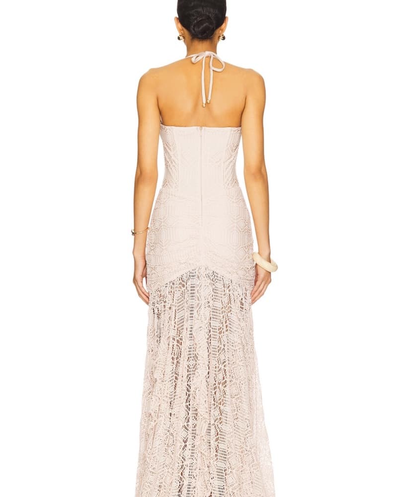 Patbo Seashell Lycra  Gown In Biege  - Image 2