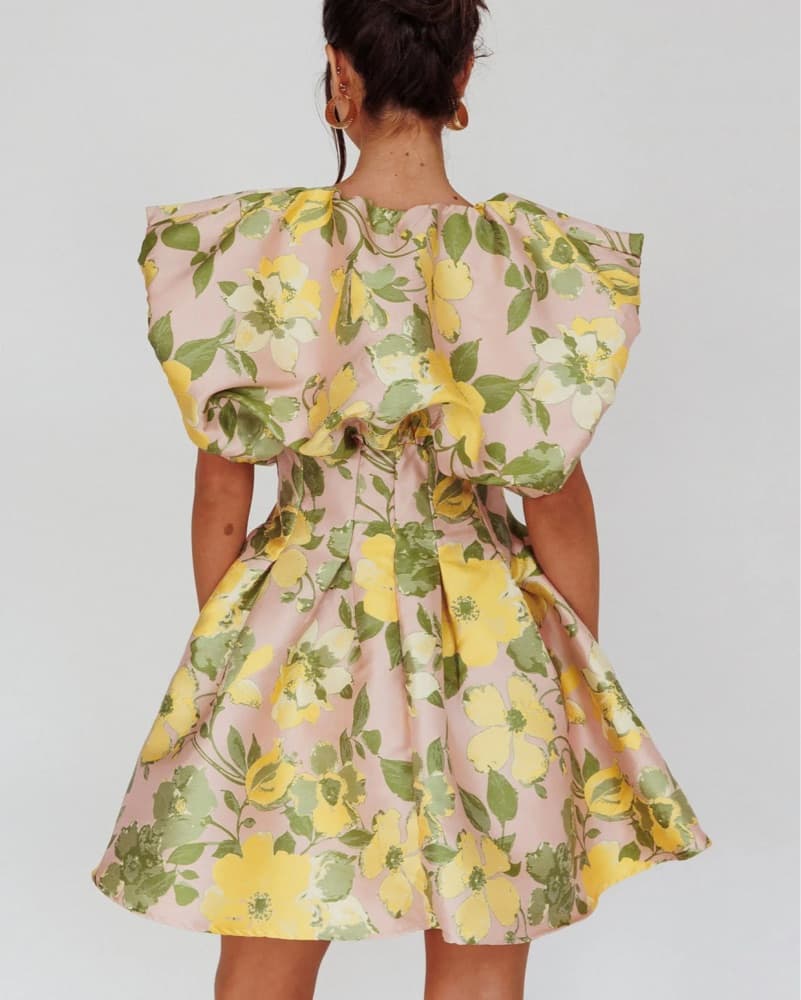 Floral Puff Sleeve Dress - SelfieLeslie - Image 2
