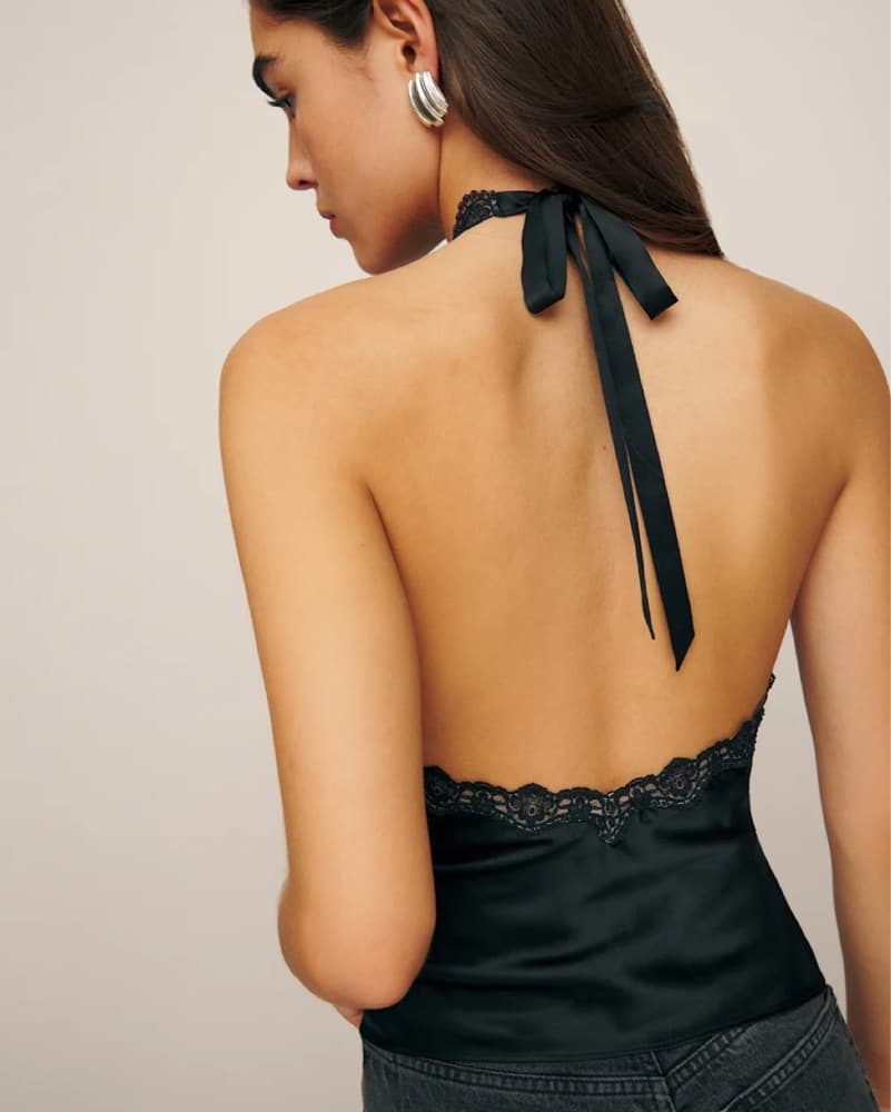 Elegant Lace-Trimmed Satin Camisole - Image 2