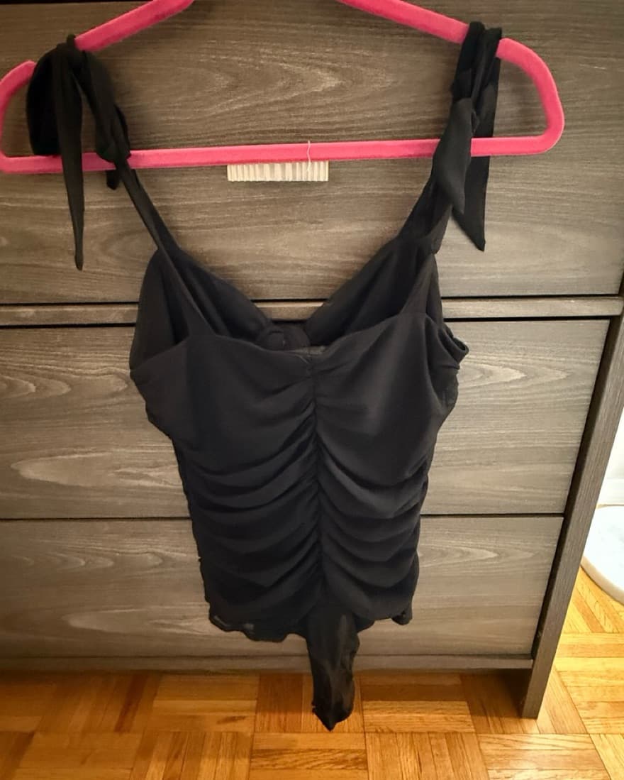 Tie Black Sheer Bodysuit  - Image 2