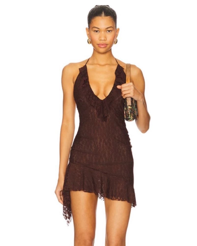 I. AM. GIA Brown Mini Lace Halter - Image 1