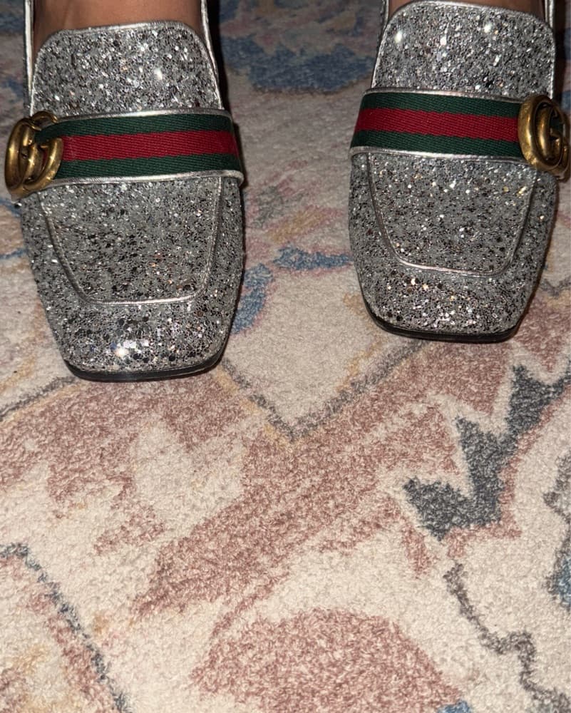 Gucci Silver Glitter Argento Heels - Image 3