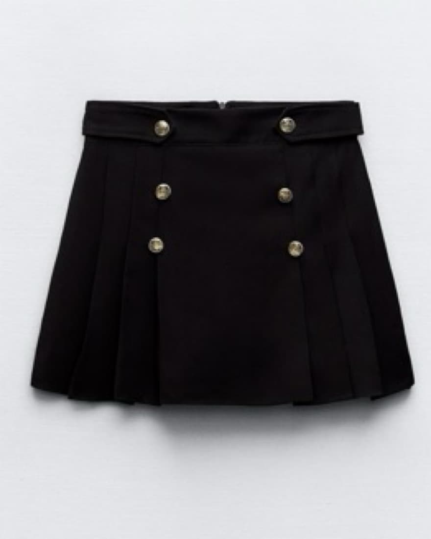 Gold Button Pleated Skort - Image 1