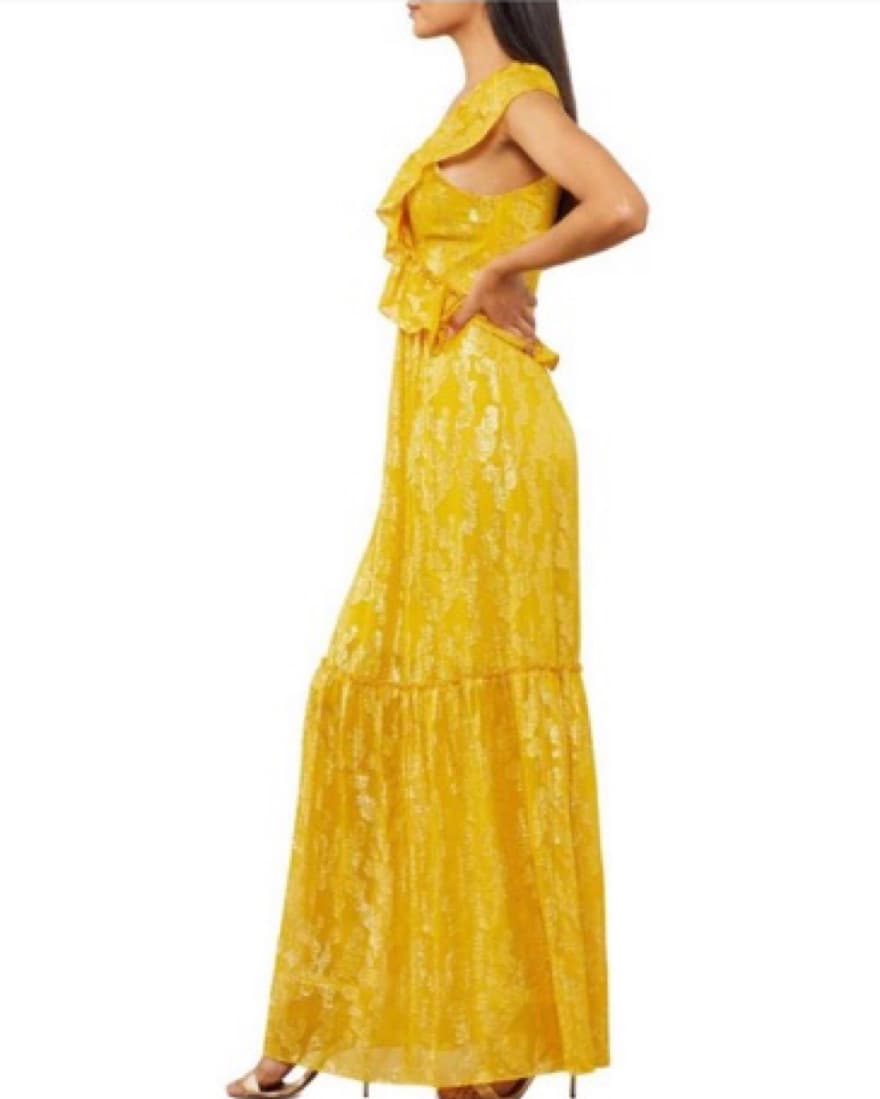 Gold Ruffle HEMMED BCBG Dress - Image 3