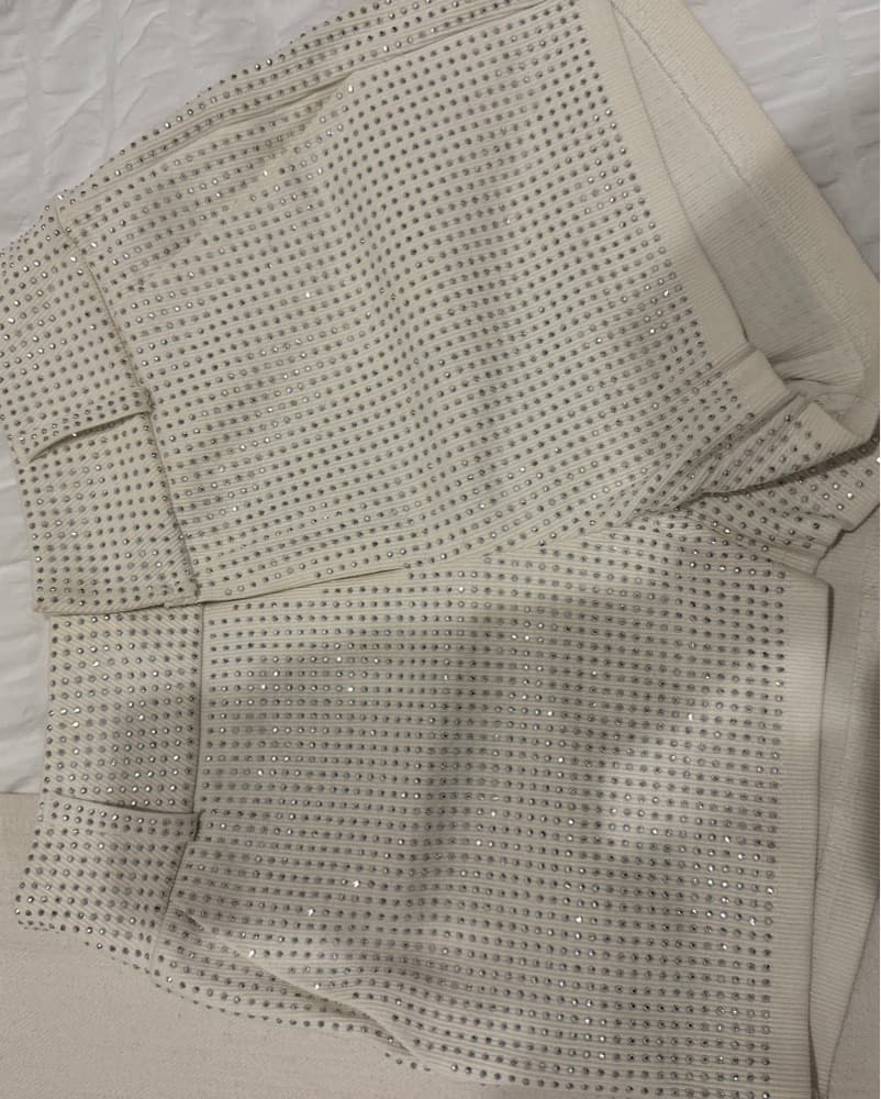 White Sequin Shorts - Image 3
