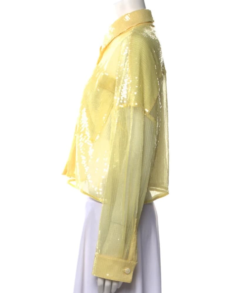 Staud Yellow Sequin Button Down Top - Image 2