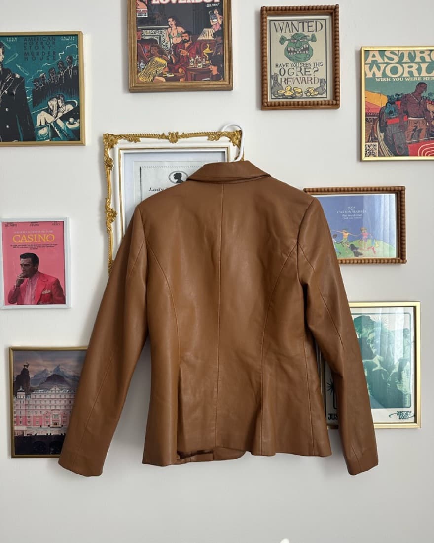 Tan Leather Blazer - Image 2