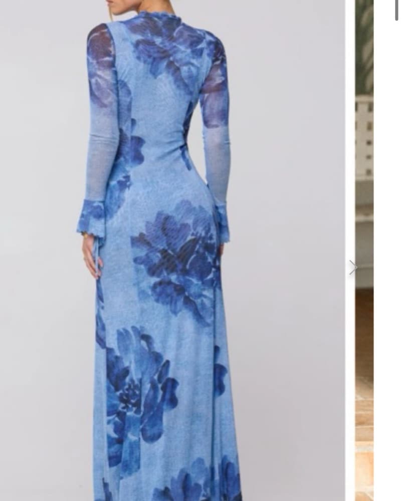 Ethereal Blue Floral Maxi Dress - Image 4