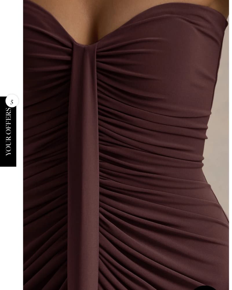 Warm Brown Sweetheart Ruched Maxi Dress - Image 6