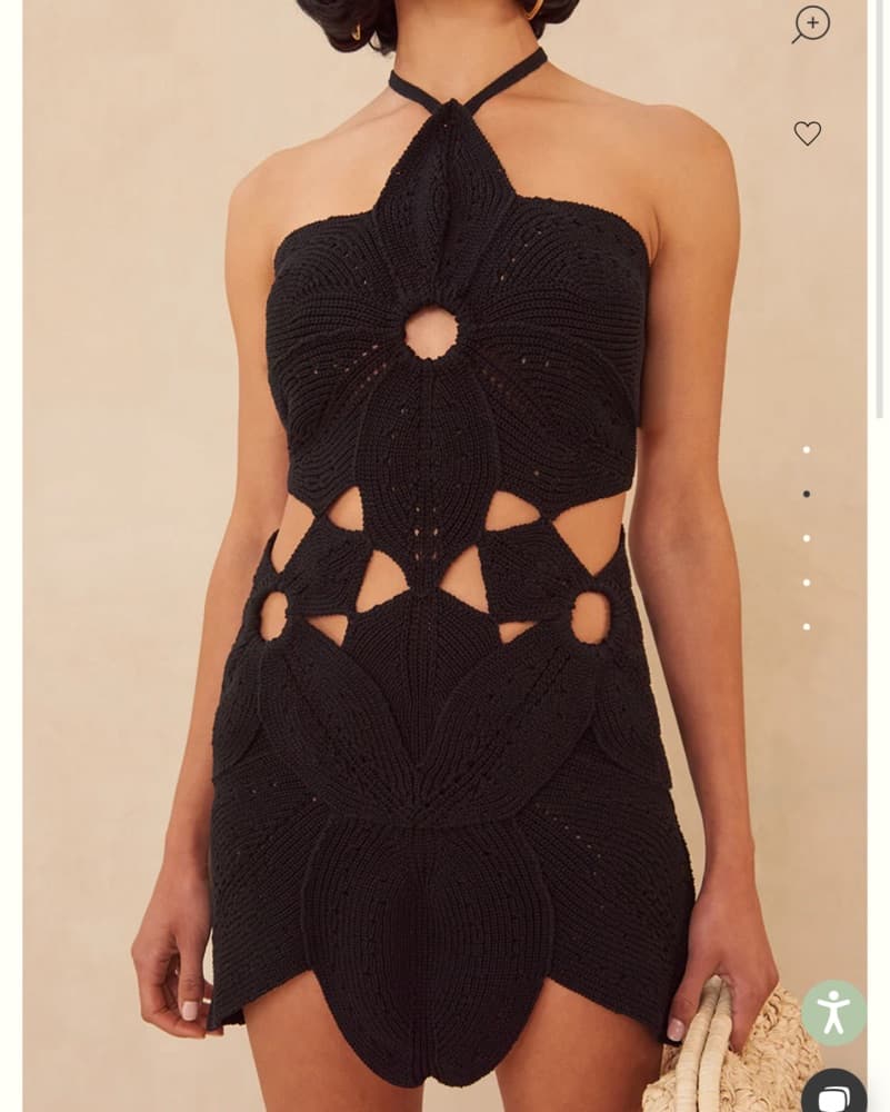 Cult Gaia Black Crochet Knit Dress XS - Image 2