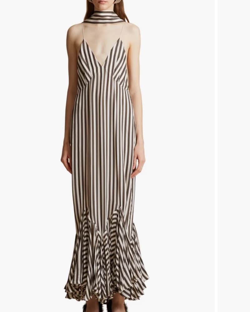 Khaite Candita Stripe Twill Maxi Dress - Image 1