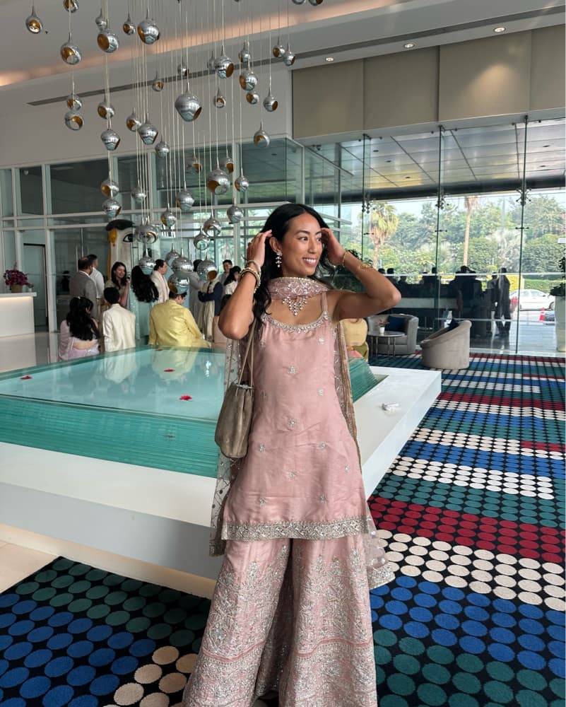 Silk Indian Sharara Wedding Guest Pink - Image 1