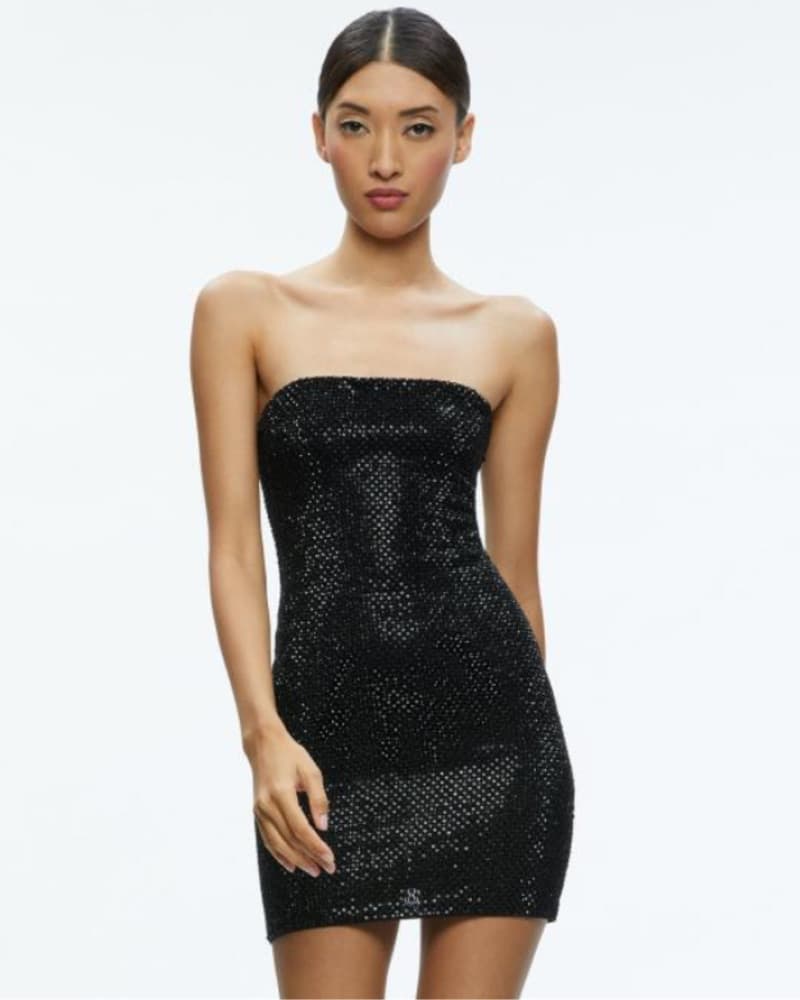 Alice + Olivia Black Sparkly Mini Dress - Image 1
