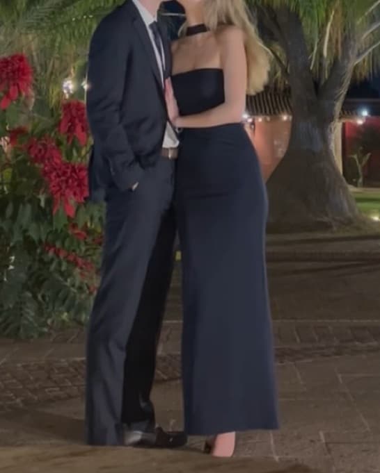 meshki navy gown with faux scarf halter - Image 2