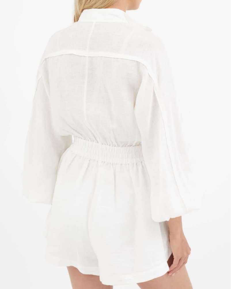 Zimmerman White Linen Belted Romper - Image 3