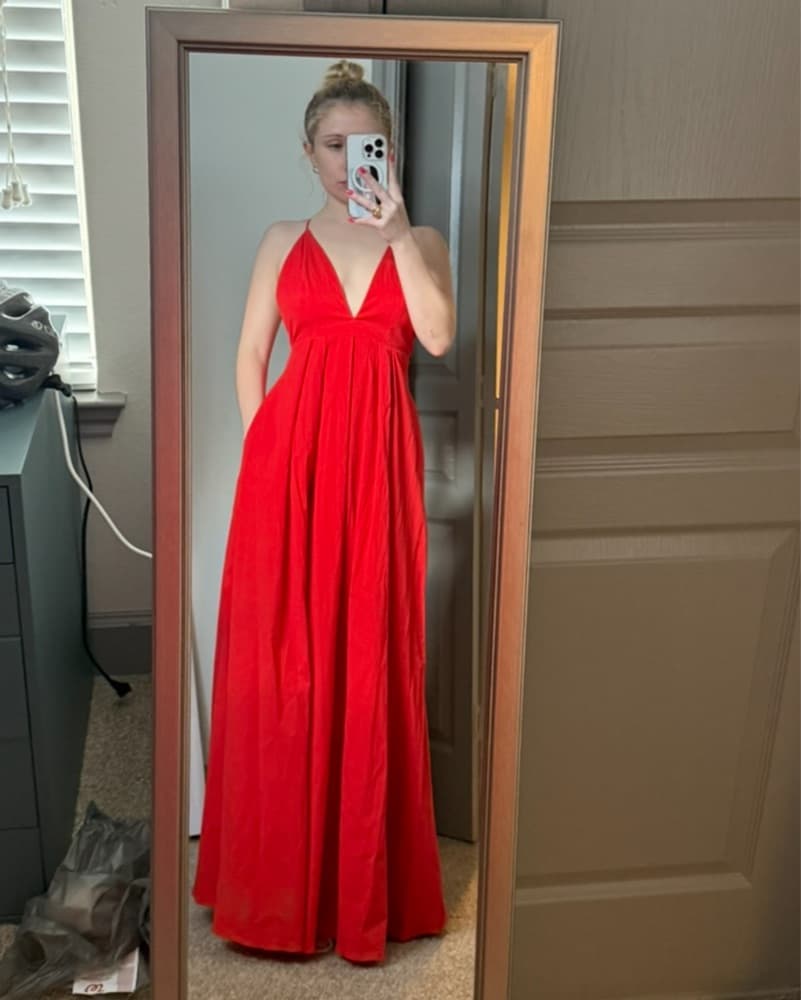 Festive Formal Red Dress - Image 2