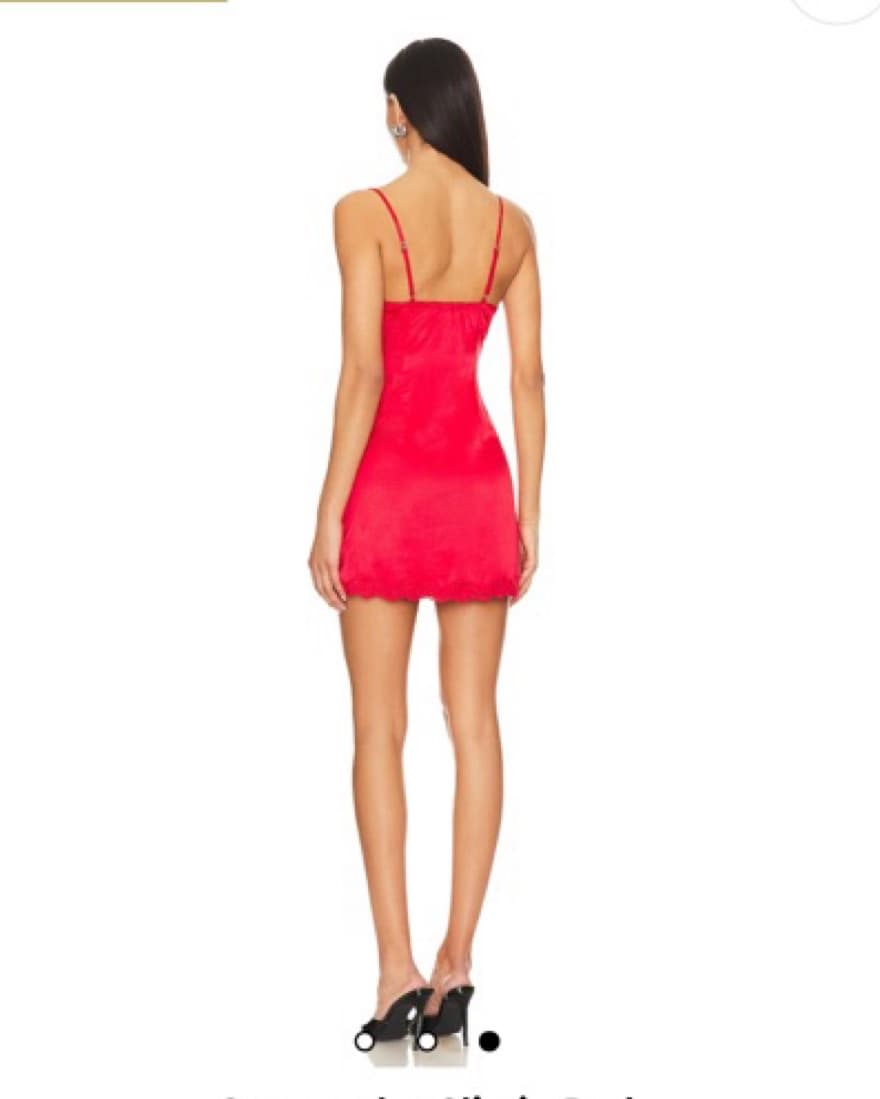 Red Satin Lace Mini Dress - Image 2