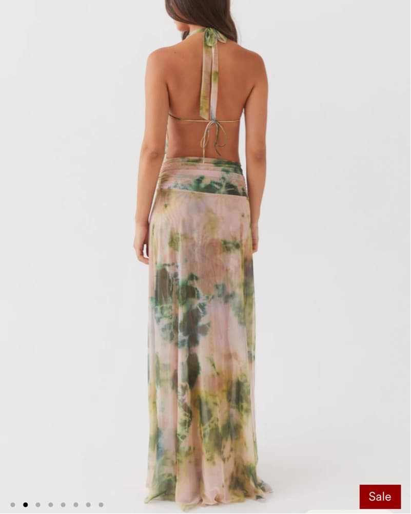 Vibrant Tie-Dye Halter Maxi Dress - Image 2