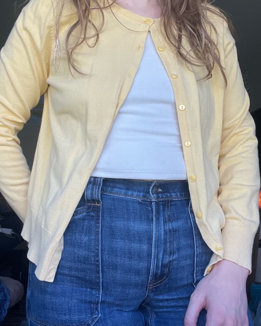 Butter Yellow top button cardigan  - Image 1