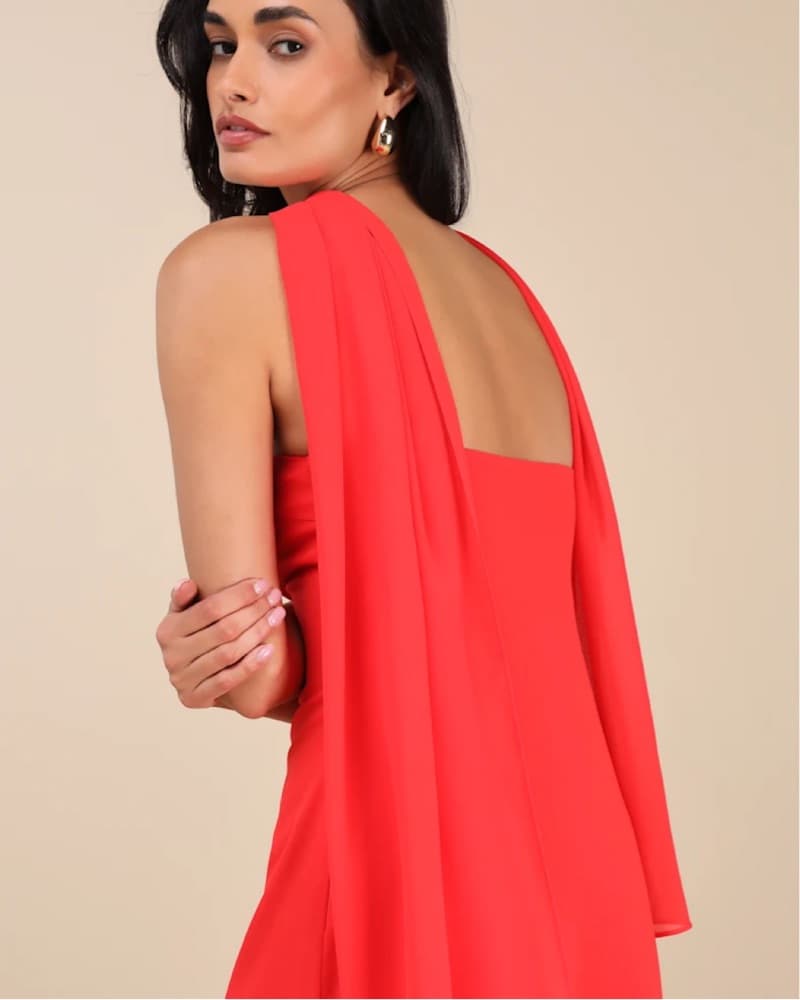 Vibrant Orange Red Dress Scarf Set - Image 3