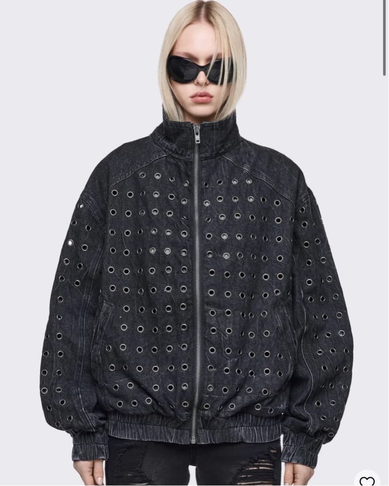 Edgy Studded Denim Jacket - Image 1