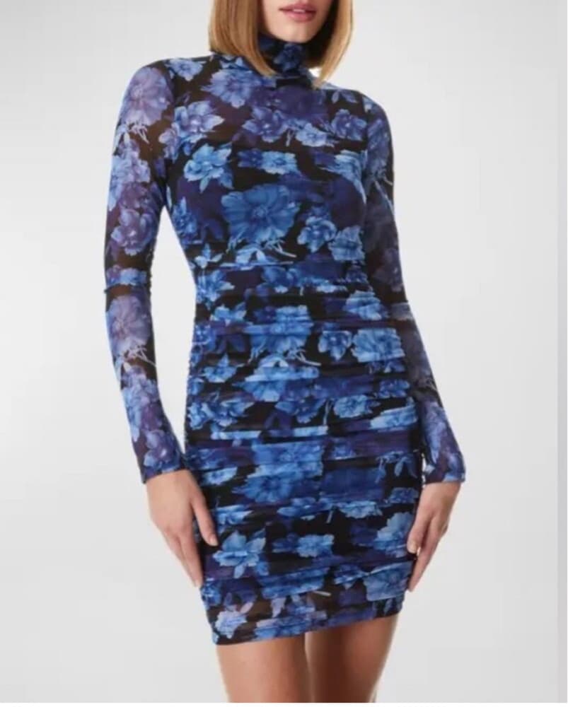 Alice & Olivia Floral Ruched Mini Dress - Image 3
