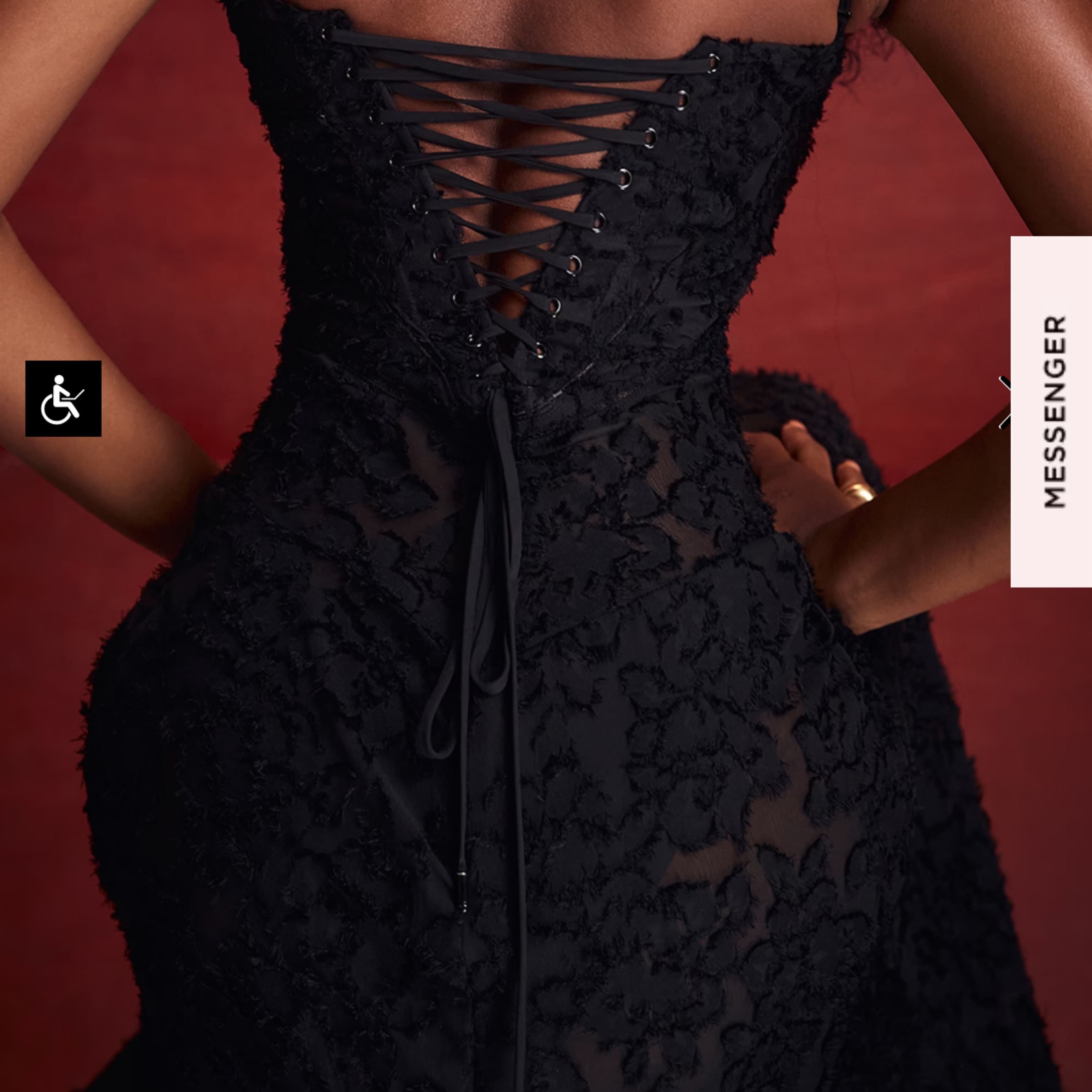 Seren Black Floral Lace Maxi Dress - Image 4